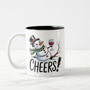 クリスマスの歓声 雪だるま キッチン ワイン台所用品 ツートーンマグカップ