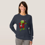 クリスマスの止め枠のカエル Tシャツ (正面フル)