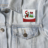 クリスマスの正方形ボタン 缶バッジ (インサイチュ)