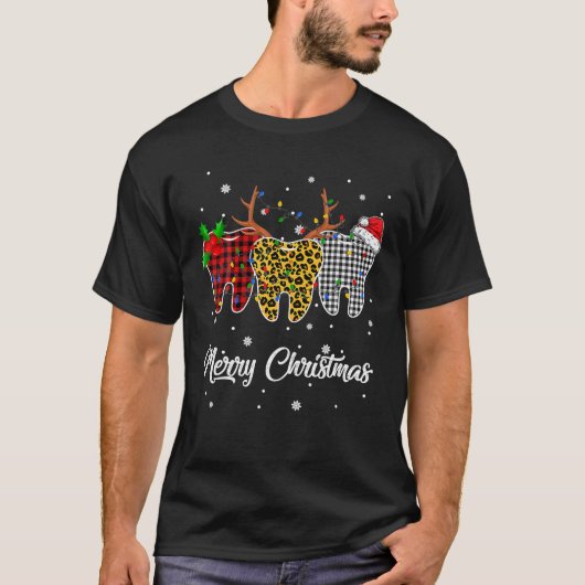 クリスマスの歯の衣装 歯科助手 Tシャツ (正面)