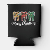 クリスマスの歯ヒョウ柄のライト歯科医 缶クーラー (正面)
