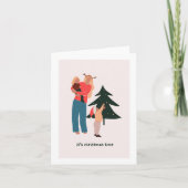 クリスマスの母と子供のグリーティングカード カード (正面)