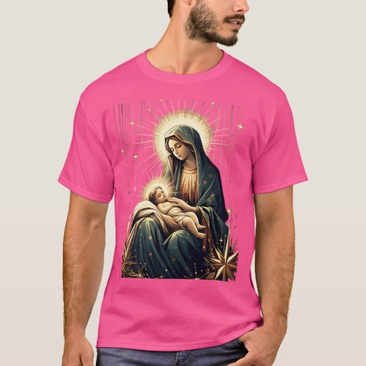 クリスマスの母なる神とベビー・イエス Tシャツ (正面)