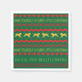 クリスマスの毛皮の小さな犬 スタンダードカクテルナプキン
