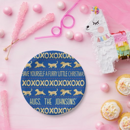 クリスマスの毛皮の小さな猫と犬 ペーパープレート (パーティー)