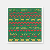 クリスマスの毛皮の小さな猫 スタンダードカクテルナプキン (正面)