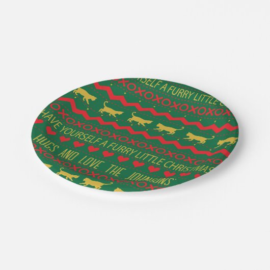 クリスマスの毛皮の小さな猫 ペーパープレート (アングル)