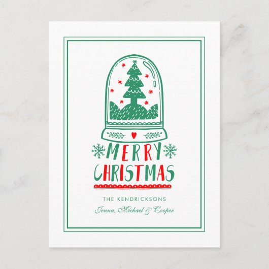 クリスマスの民俗芸術 スノーグローブ シーズンポストカード (正面)