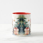 クリスマスの気分の猫のマグカップ マグカップ (中央)