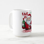 クリスマスの気分を高めるサンタのワイン コーヒーマグカップ (正面左)