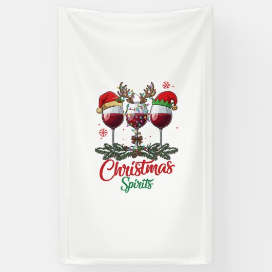 クリスマスの気分 ワイングラス トナカイの角 パイ 横断幕 (縦)