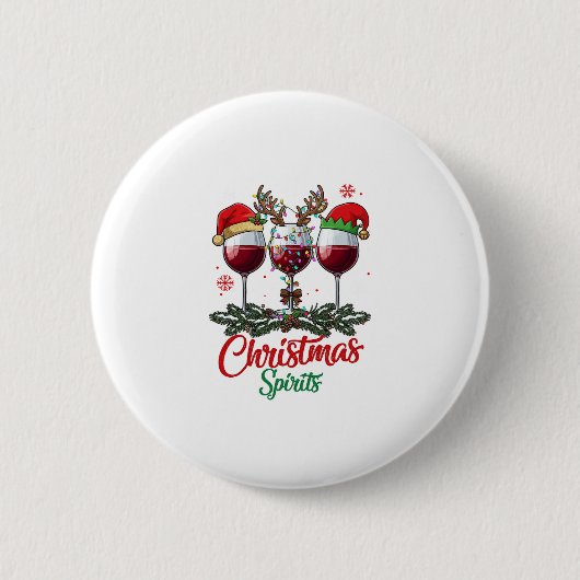 クリスマスの気分 ワイングラス トナカイの角 パイ 缶バッジ (正面)