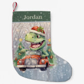 クリスマスの水の色の名前の恐竜 スモールクリスマスストッキング (正面)