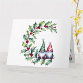 クリスマスの水の色の格言ホリーの小枝に座る カード (黄色い花)