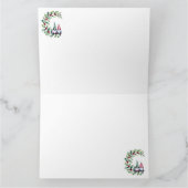 クリスマスの水の色の格言ホリーの小枝に座る カード (内部)