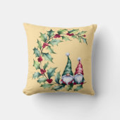 クリスマスの水の色の格言ホリーの小枝に座る クッション (正面)