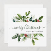 クリスマスの水彩もみの木　企業のご挨拶 シーズンカード (正面/裏面)