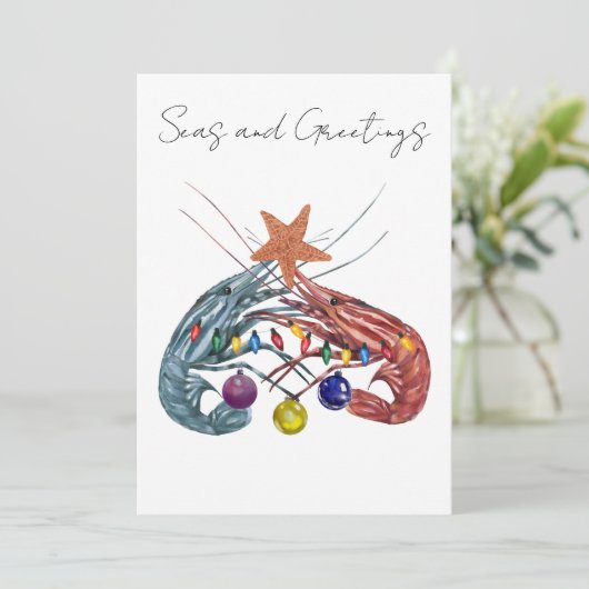 クリスマスの水彩エビ クラステーシアン シーズンカード (スタンド正面)