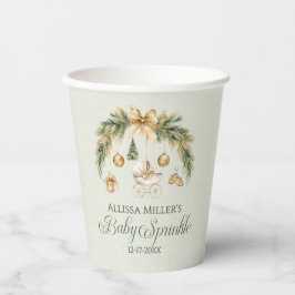 クリスマスの水彩グリーナリー 冬のベビースプリンクル 紙コップ