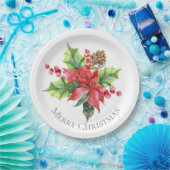 クリスマスの水彩グリーン ペーパープレート (パーティー)