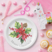 クリスマスの水彩グリーン ペーパープレート (パーティー)