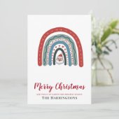 クリスマスの水彩サンタレインボーフラットカード (スタンド正面)