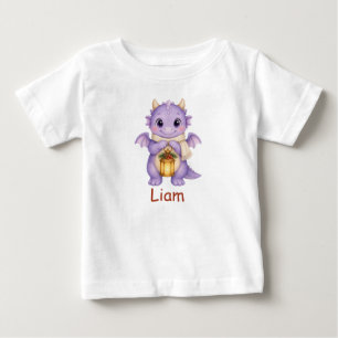 クリスマスの水彩ドラゴン 赤ちゃん オーダーメイドTシャツ ベビーTシャツ