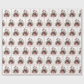 クリスマスの水彩パンダベア ラッピングペーパー (フラット)