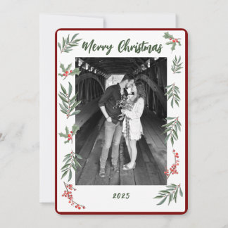 クリスマスの水彩フラットホリデーカード シーズンカード