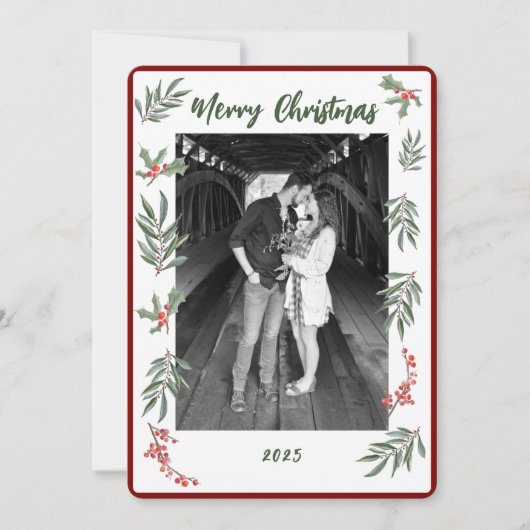 クリスマスの水彩フラットホリデーカード シーズンカード (正面)