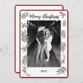 クリスマスの水彩フラットホリデーカード シーズンカード (正面/裏面)