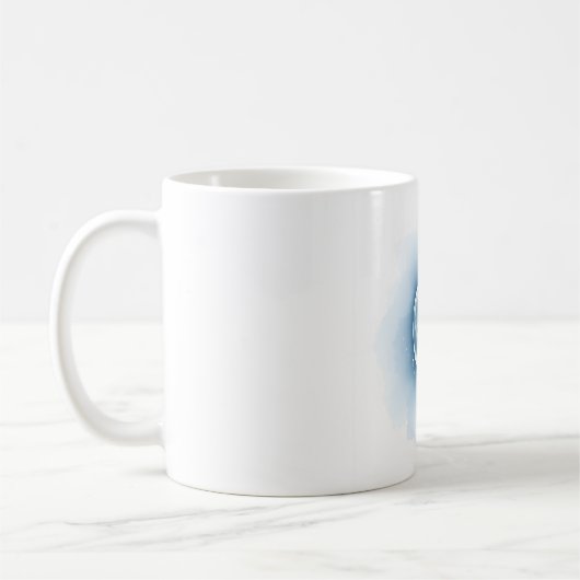 クリスマスの水彩マグ - 氷青と銀 コーヒーマグカップ (左)