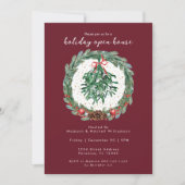 クリスマスの水彩リース ミストルテオ 招待状 (正面)