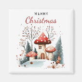 クリスマスの水彩冬の森 マグネット (正面)