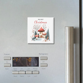 クリスマスの水彩冬の森 マグネット