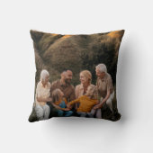 クリスマスの水彩植物性フローラの暗い写真 クッション (裏面)