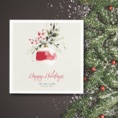 クリスマスの水彩画のオーナメント　名前入り スタンダードカクテルナプキン