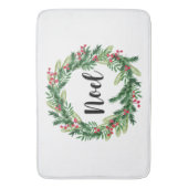 クリスマスの水彩画のリース バスマット (正面縦)