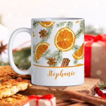 クリスマスの水彩画の柑橘類 オレンジのフルーツ 名前入れギフト