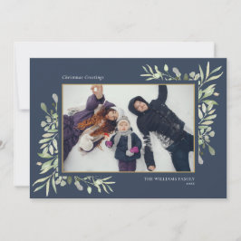 クリスマスの水彩画　グリーン　シンプル　モダン　フォト シーズンカード