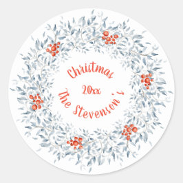 クリスマスの水彩画 タイポグラフィー 赤いホリデー ラウンドシール