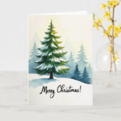 クリスマスの水彩画 雪の木のカード カード (黄色い花)