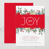 クリスマスの水彩花のフレーム シーズンカード (正面/裏面)