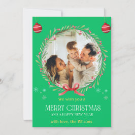 クリスマスの水彩花卉写真コラージュ ホリデー 招待状