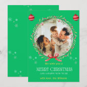 クリスマスの水彩花卉写真コラージュ ホリデー 招待状 (正面/裏面)