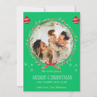 クリスマスの水彩花卉写真コラージュ ホリデー 招待状