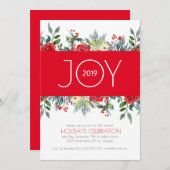 クリスマスの水彩花縁ど シーズンカード (正面/裏面)