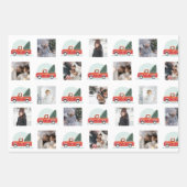 クリスマスの水彩要素とフォトコラージュ ラッピングペーパーシート (正面)