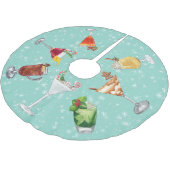 クリスマスの水彩 お祭りのカクテルドリンク ブラッシュドポリエステルツリースカート (アングル)