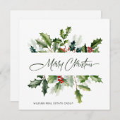 クリスマスの水彩 ミカン葉の企業の挨拶 シーズンカード (正面/裏面)